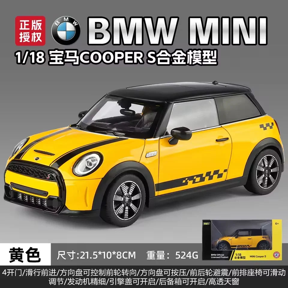 1:18 Diecast Mini Cooper S Official Licensed Model - Yellow - image 3