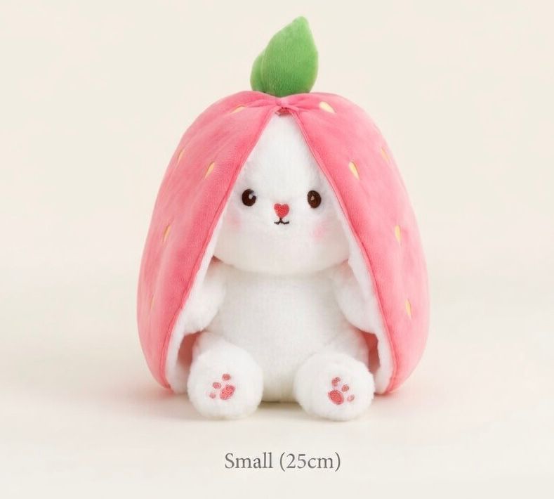 Strawberry Bunny Plush Toy with Zipper