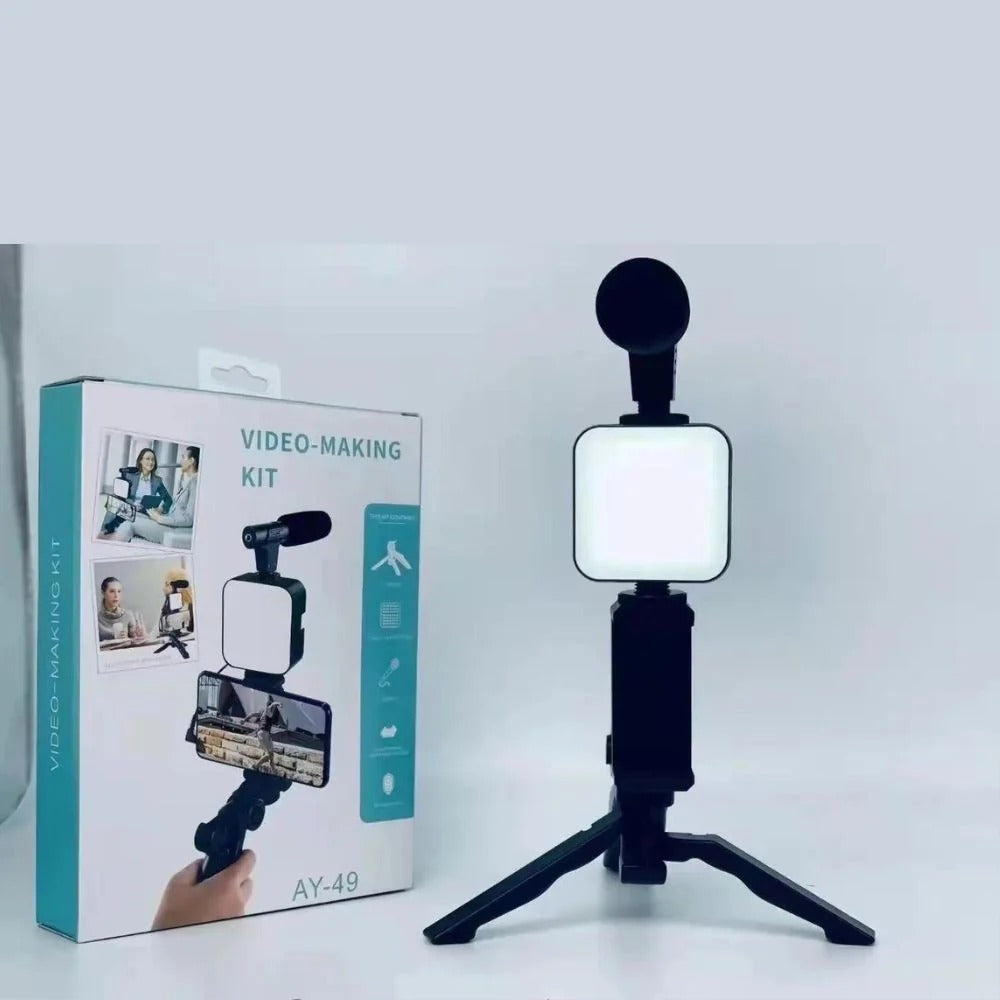 AY-49 vlogging tripod kit with illuminated LED fill light
