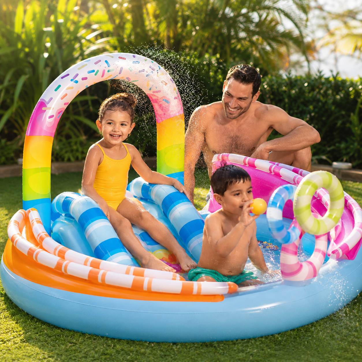 INTEX Inflatable Candy Zone Water Play Center with Slide & Ball Games - 294 cm x 190 cm x 129 cm