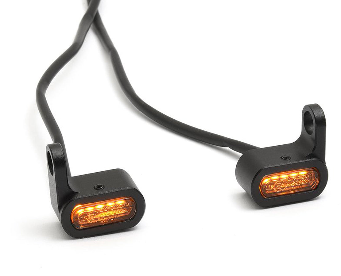 Compact waterproof motorcycle handlebar LED turn signal pair
