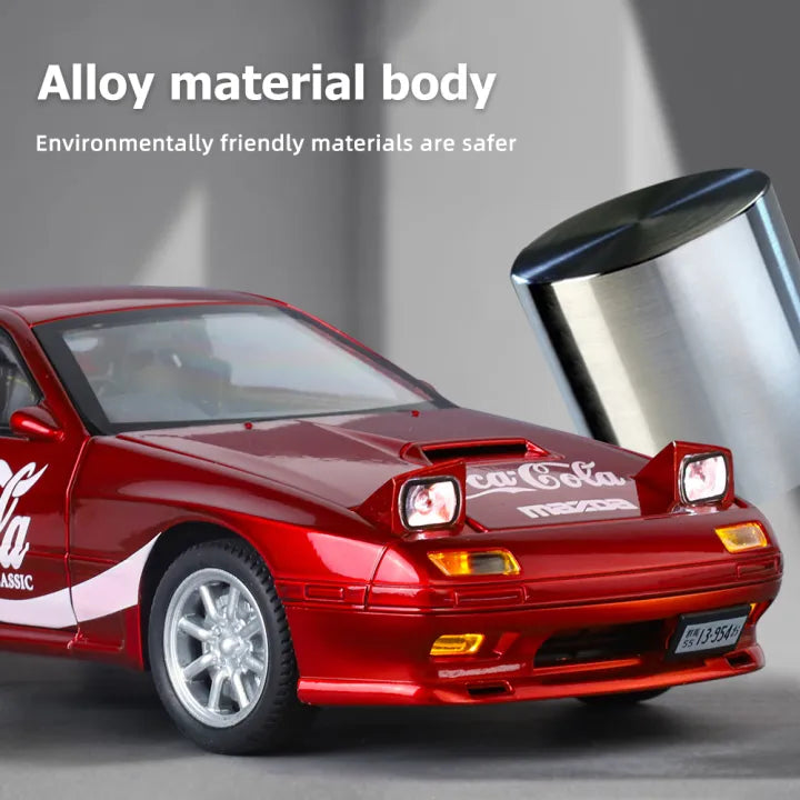 1:24 Diecast Mazda RX7 Coca-Cola Edition Model With Acrylic Box - image 2