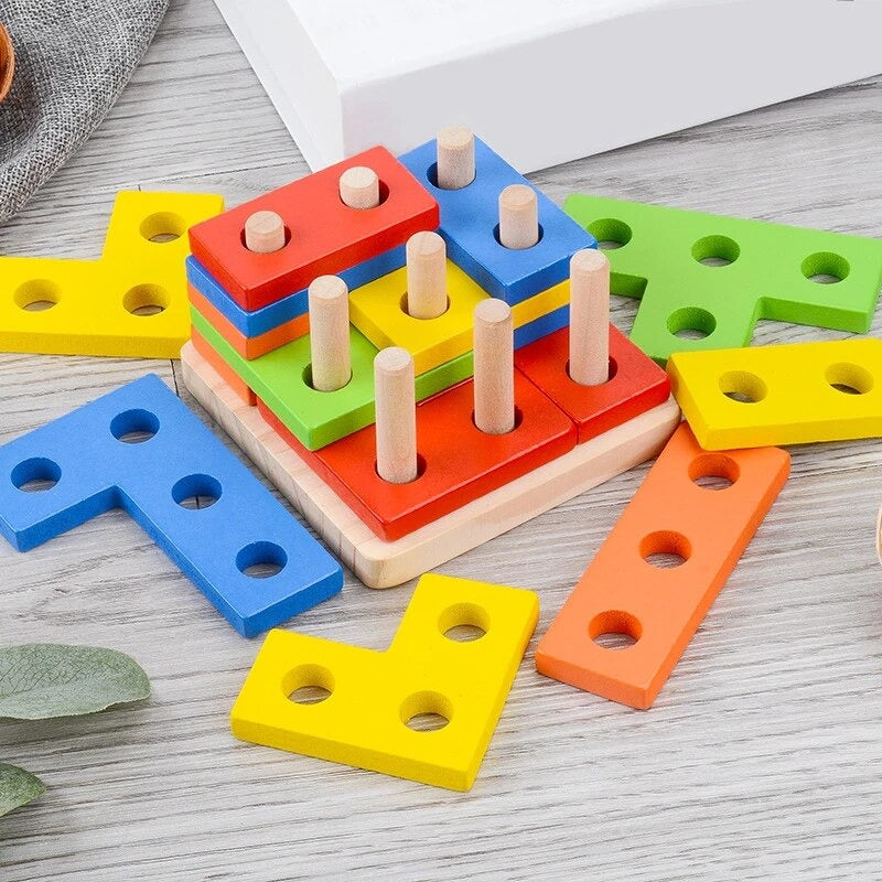 Colorful Wooden Russian Shape Columns