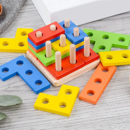Colorful Wooden Russian Shape Columns