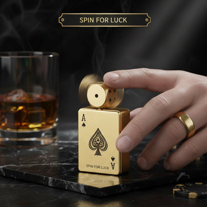 CardDice Spinner Green Flame Lighter – Refillable Poker Card Fidget Lighter