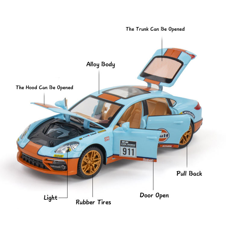 1:24 Diecast Porsche 911 Gulf Model With Acrylic Box - image 3