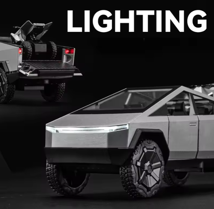 1:24 Diecast Tesla Pickup Truck Model With Trailer - image 2