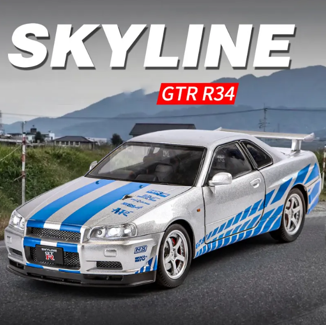 1:24 Diecast Nissan Skyline GT-R R34 Model Car - image 2