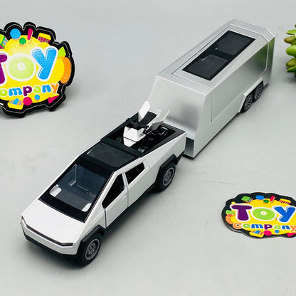 1:36 Mini Diecast Tesla Cyber Truck With Trailer