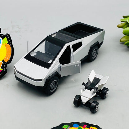 1:36 Mini Diecast Tesla Cyber Truck With Trailer - image 3