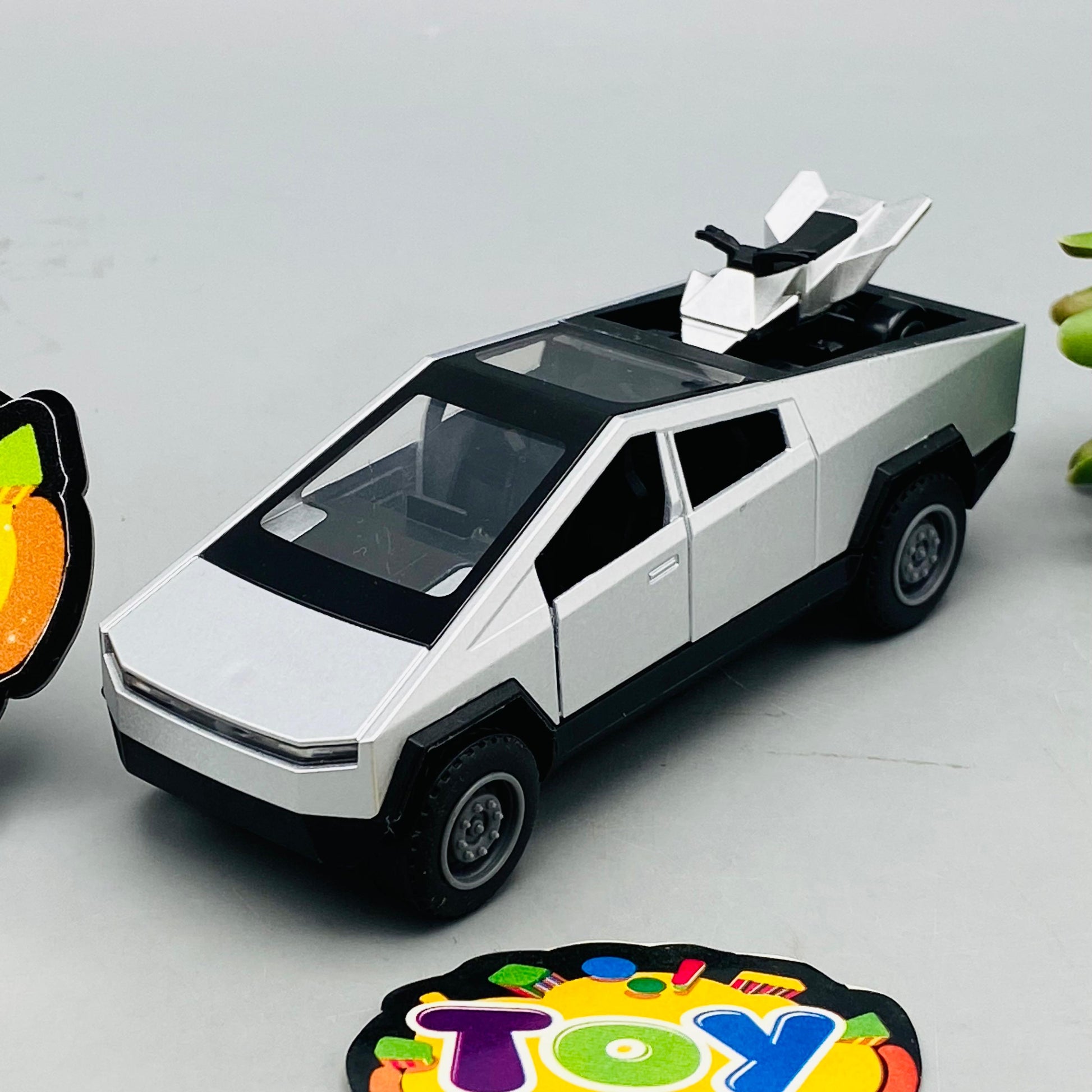 1:36 Mini Diecast Tesla Model With Quad Bike - image 2