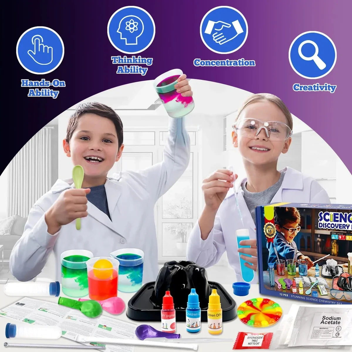 Science Explorer Bundle || 68 Experiment Kit - Kids MicroScope - Rotating Planets