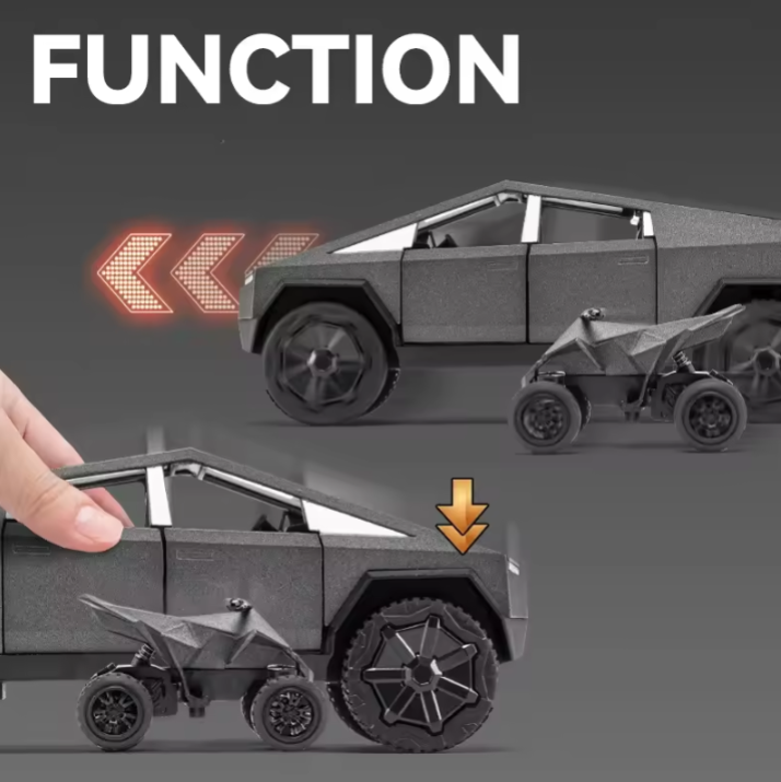 1:24 Diecast Tesla Pickup Truck Model With Trailer - image 3