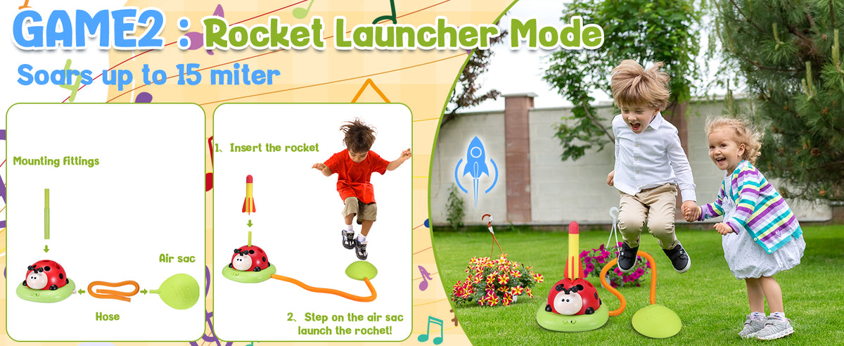 Rocket launcher mode setup for 3 in 1 kids activity toy