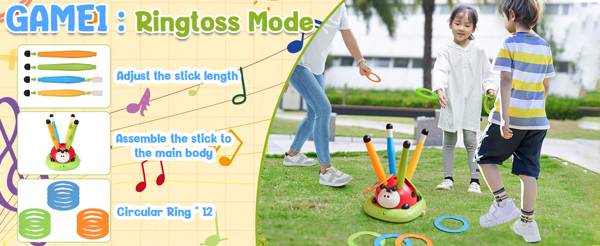Ring toss mode for 3 in 1 musical kids sports toy