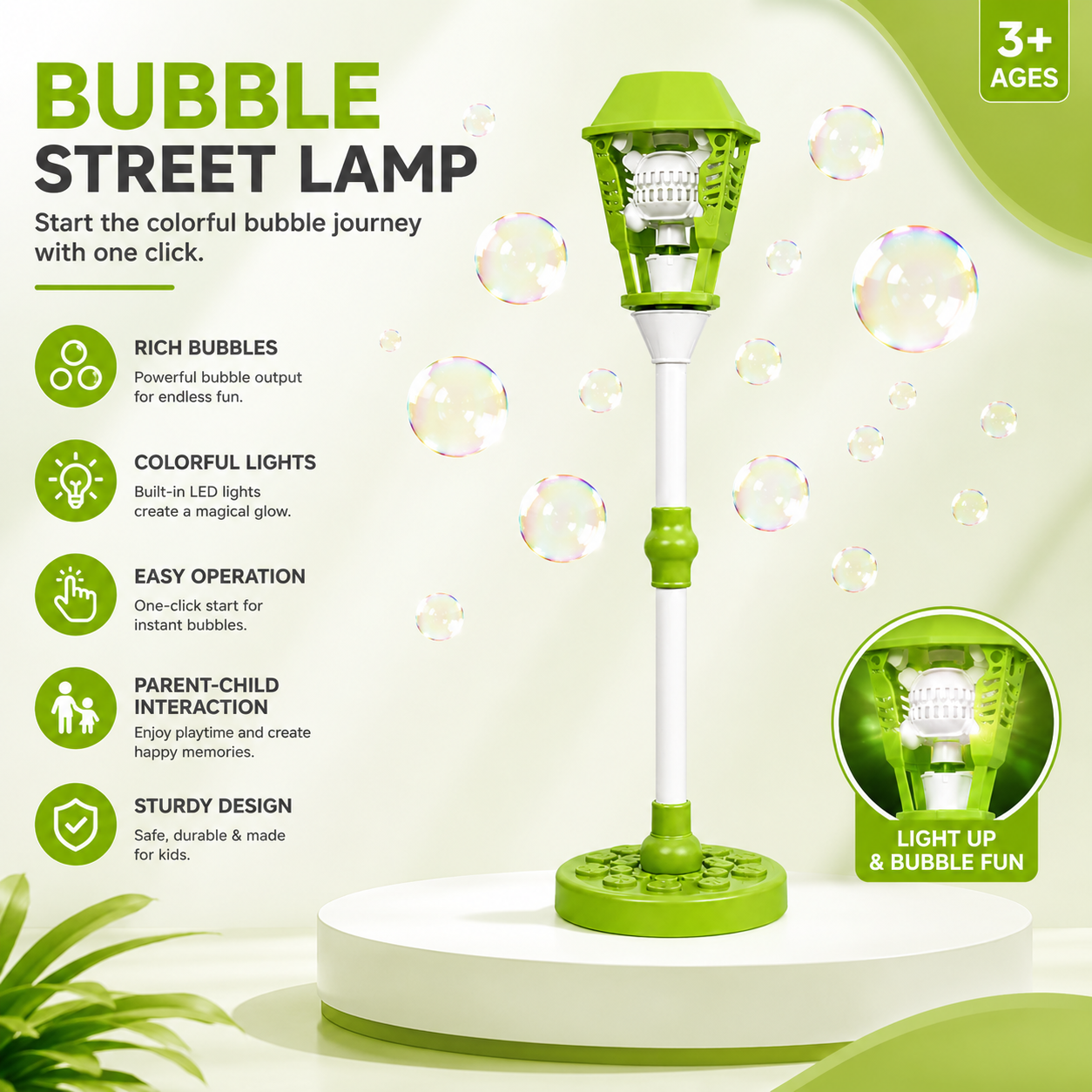 Bubble Torch Fun Garden Lamp Toy with LED Lights
