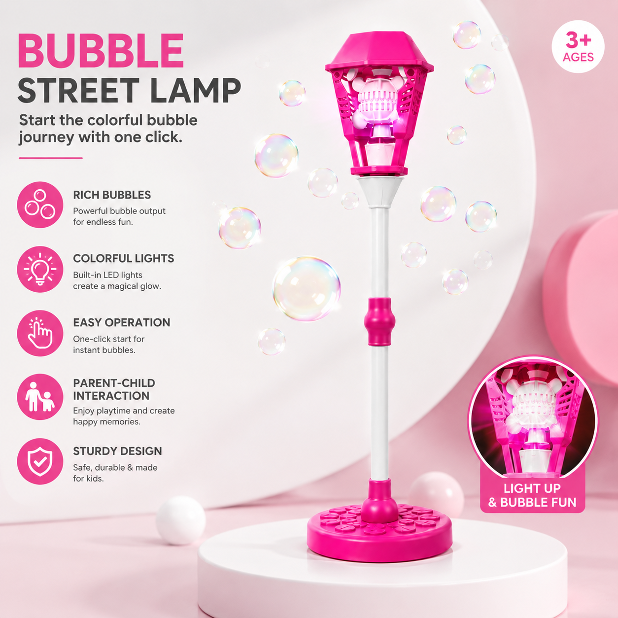 Bubble Torch Fun Garden Lamp Toy with LED Lights