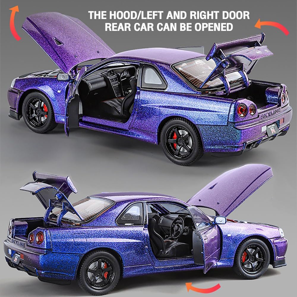 1:24 Diecast Nissan Skyline GT-R R34 Model Car - image 6