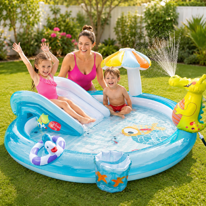 INTEX Dino Ride Inflatable Play Center with Slide & Dinosaur Sprayer