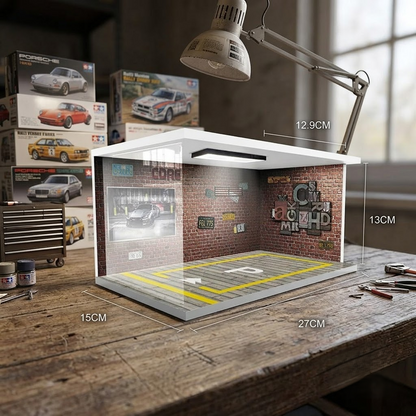 1:24 Vintage Loft Car Garage With Clear Acrylic Cover