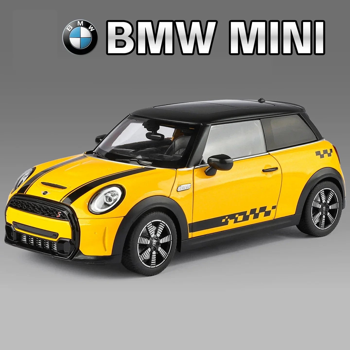 1:18 Diecast Mini Cooper S Official Licensed Model - Yellow - image 2