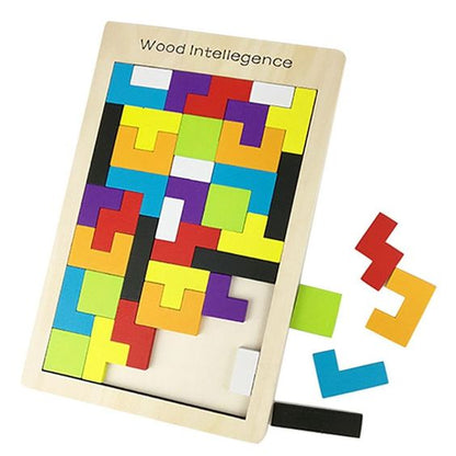3-in-1 Wooden Puzzle Toy – Tangram, Block Fit & Tic Tac Toe Game