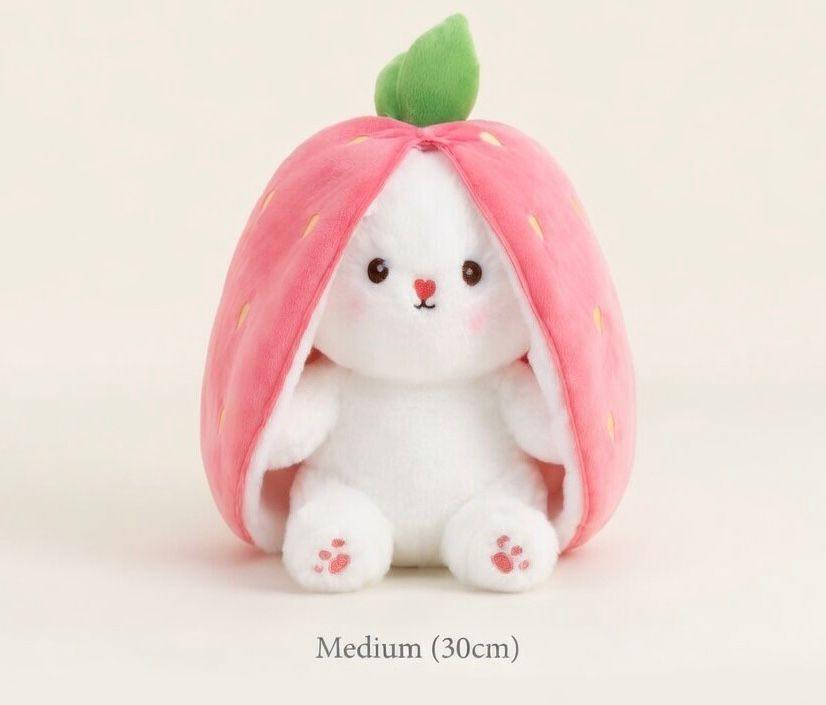 Strawberry Bunny Plush Toy with Zipper