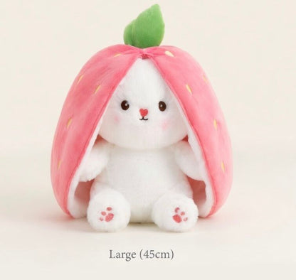 Strawberry Bunny Plush Toy with Zipper