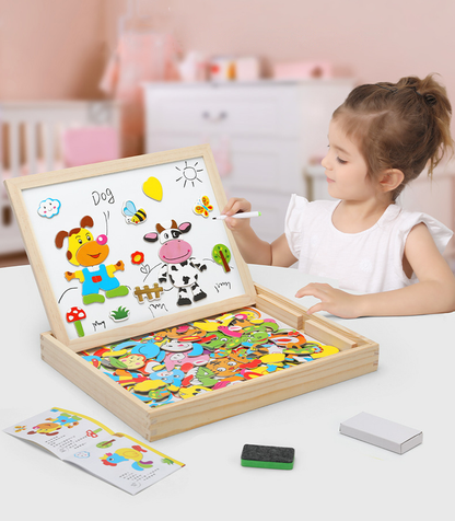 2-in-1 Montessori Magnetic Puzzle Drawing Board