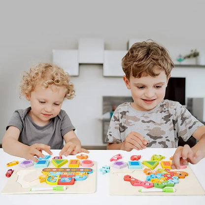 3 in 1 Wooden Multifunction Jigsaw Puzzle & Drawing Board