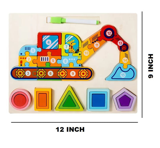 3 in 1 Wooden Multifunction Jigsaw Puzzle & Drawing Board