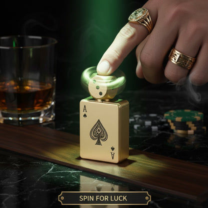 CardDice Spinner Green Flame Lighter – Refillable Poker Card Fidget Lighter