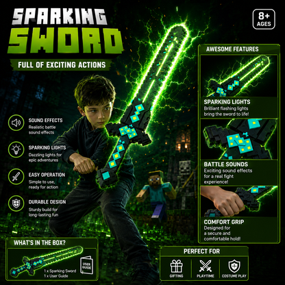 2 in 1 Minecraft LED Light and Sparking Sword