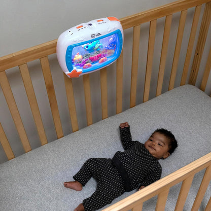 Sea Dreams Soother mounted safely above baby crib