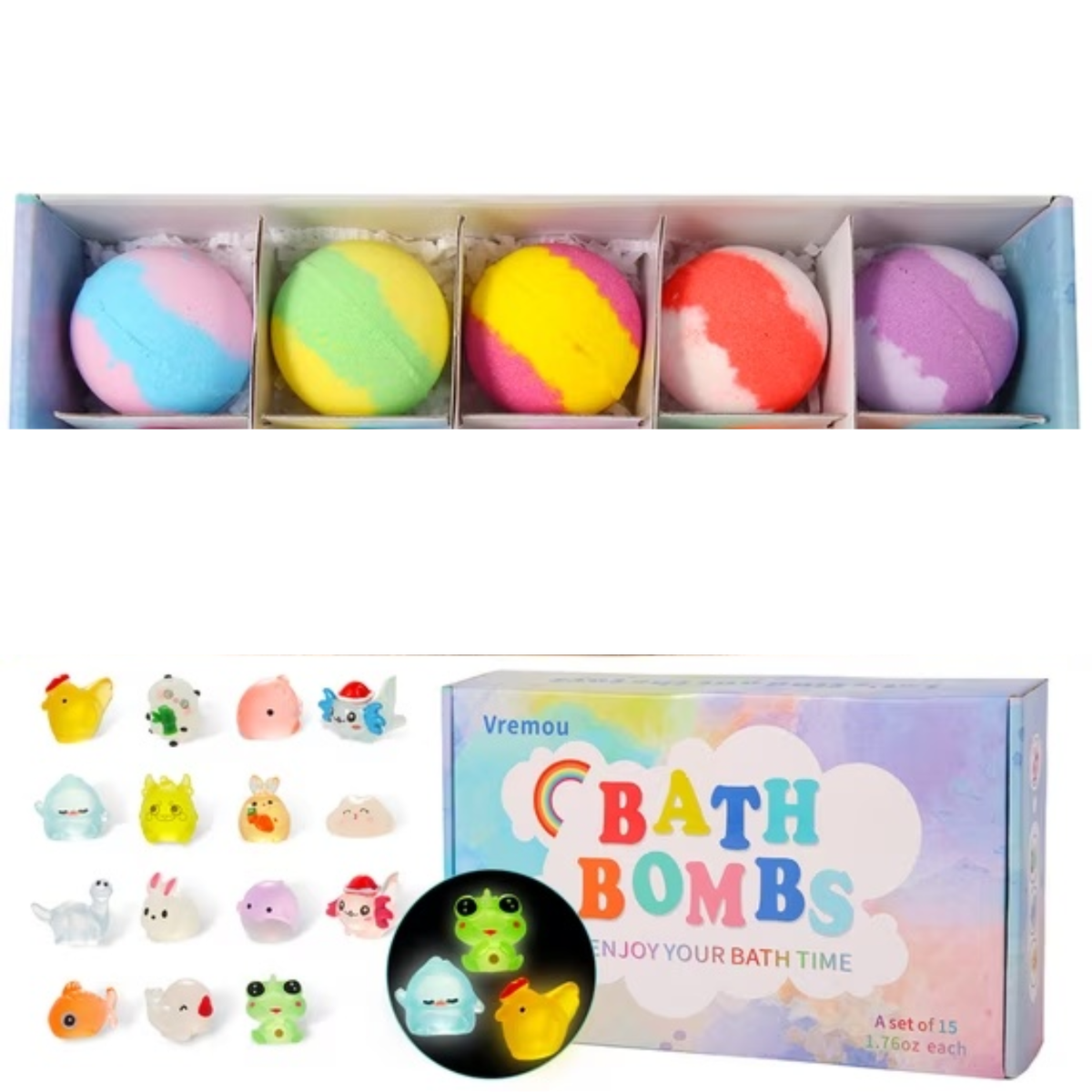 Bath Bomb Set colorful bath bombs with surprise toys