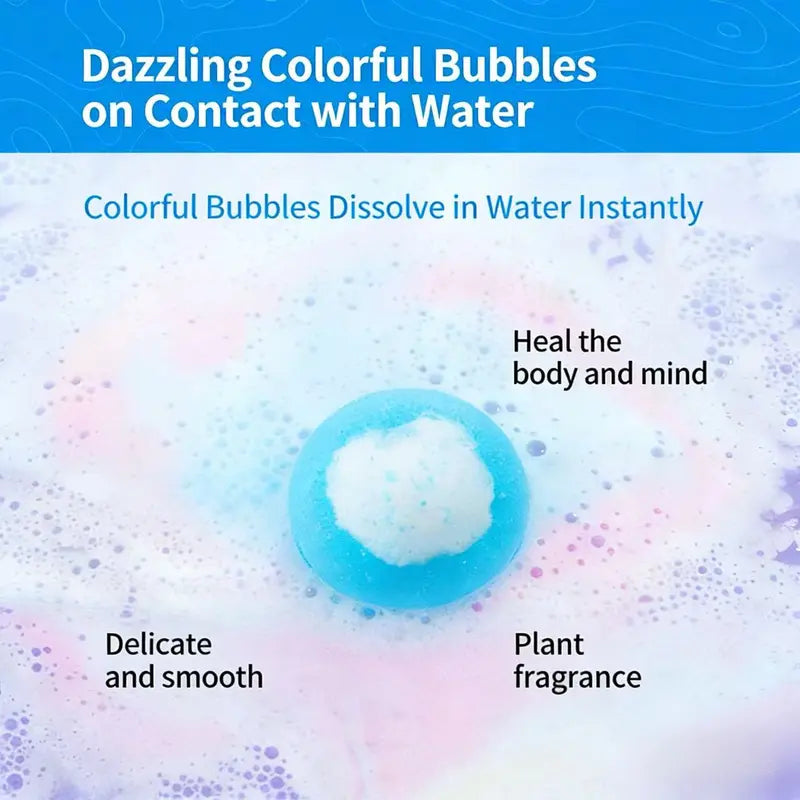 Bath Bomb Set colorful bubbles in water