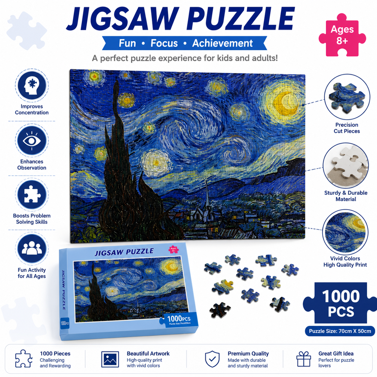 Starry Night Jigsaw Puzzle – Premium Puzzle for Kids & Adults - 1000-Piece