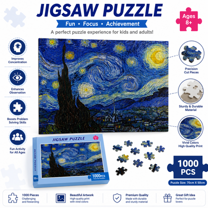 Starry Night Jigsaw Puzzle – Premium Puzzle for Kids & Adults - 1000-Piece