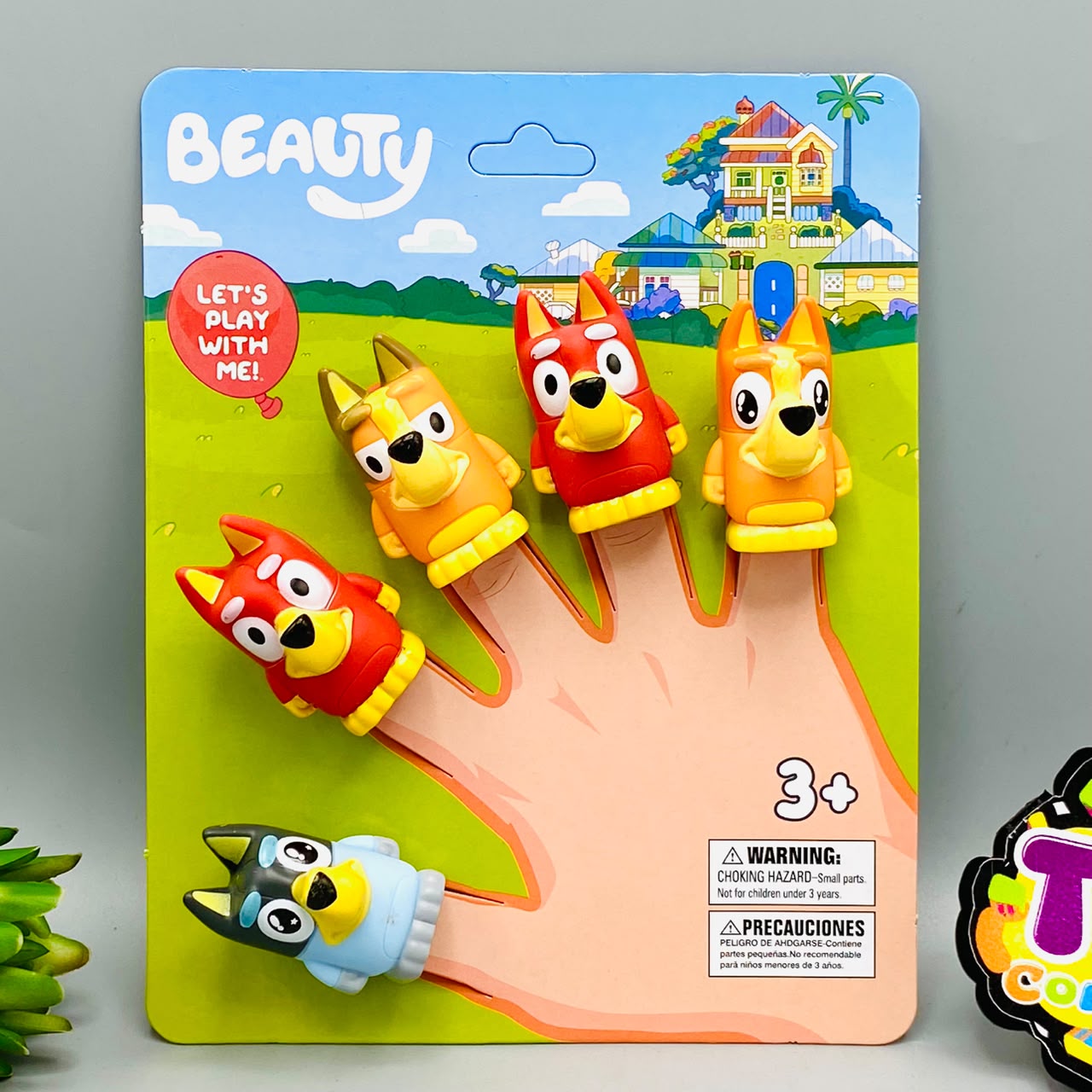 Five Bluey character finger puppets