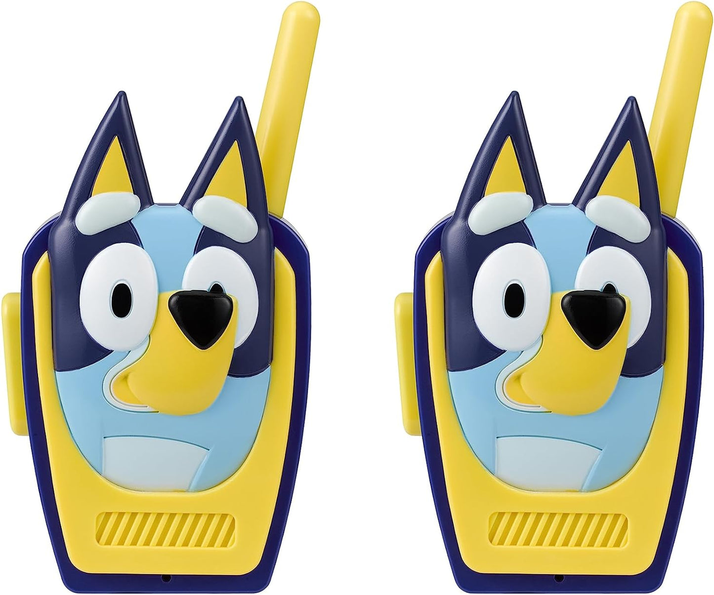 Bluey walkie talkies front and side views