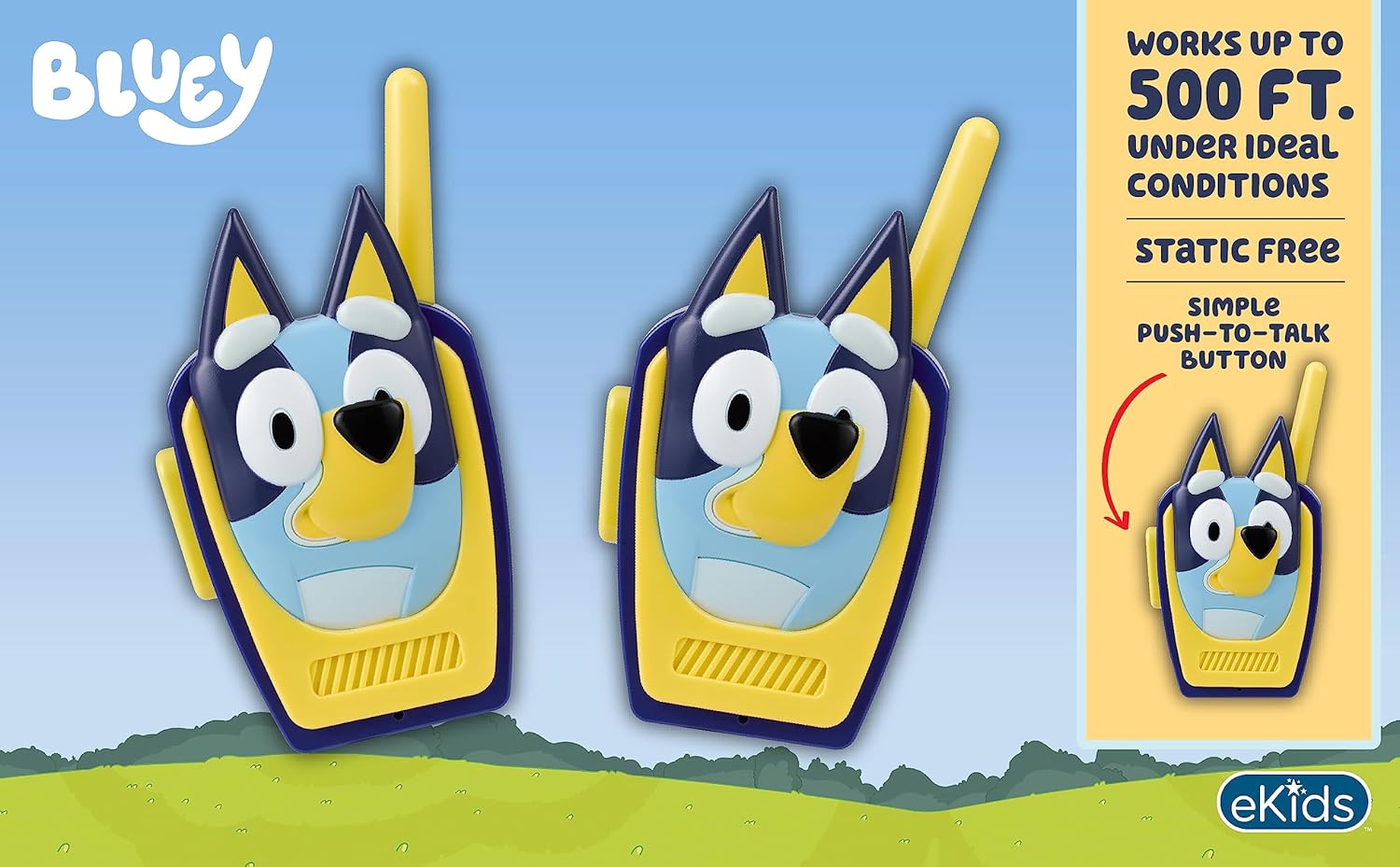 Pair of Bluey static-free walkie talkies