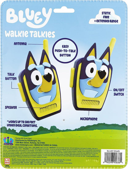 Bluey walkie talkies packaging and controls