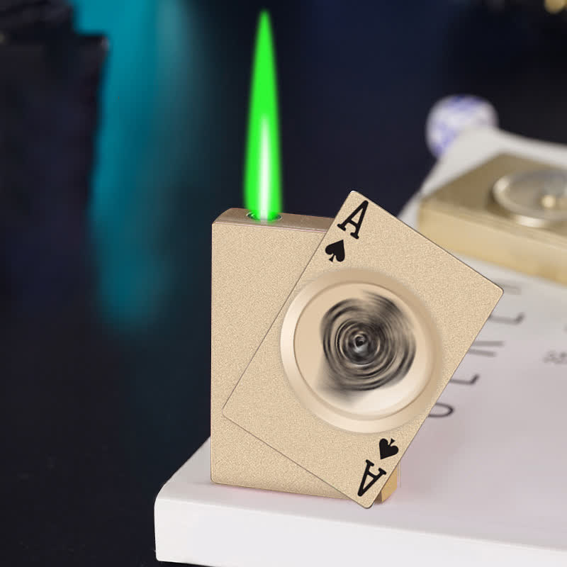 CardDice spinner green flame refillable poker card lighter