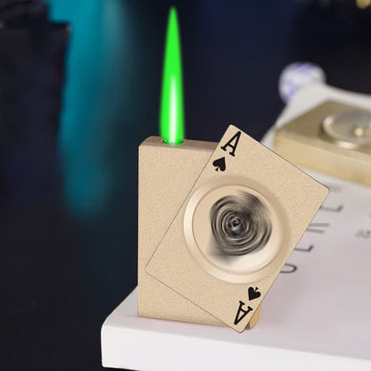CardDice spinner green flame refillable poker card lighter