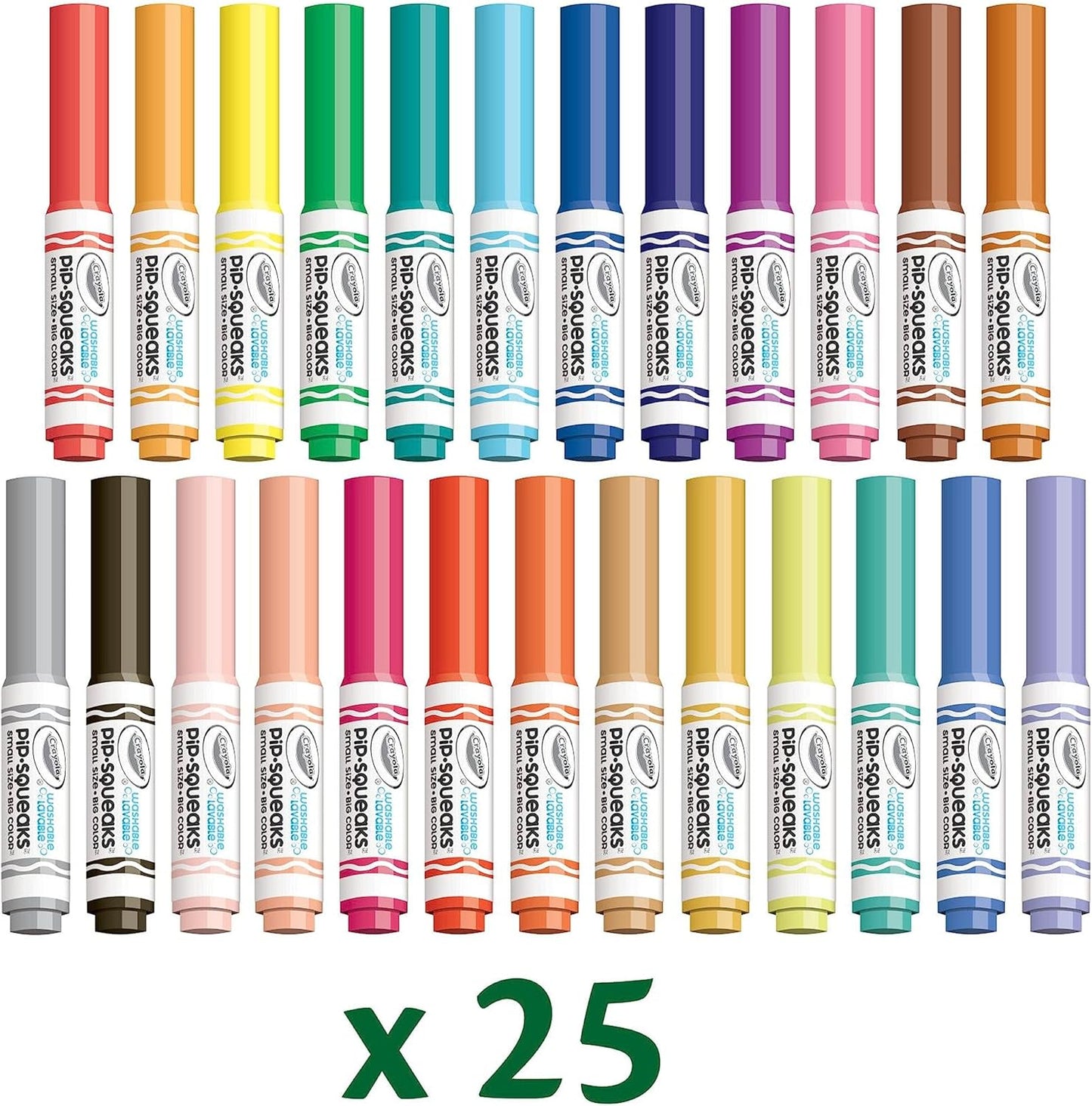 Twenty-five Crayola Pip-Squeaks washable mini markers