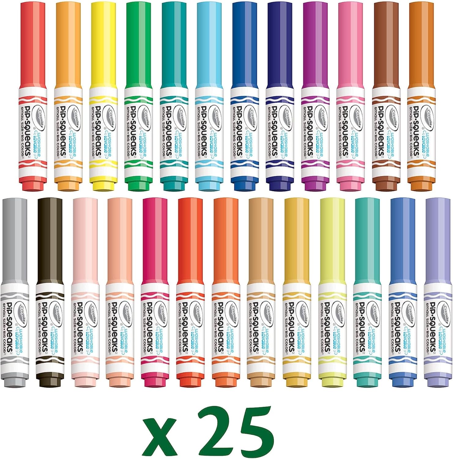 Twenty-five Crayola Pip-Squeaks washable mini markers