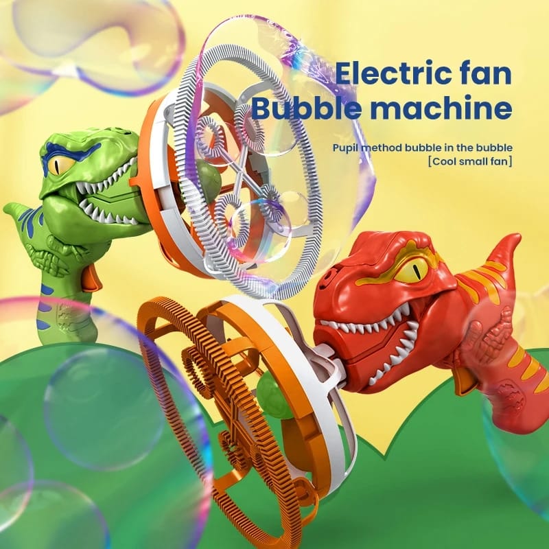 Portable dinosaur bubble machine for parties and outdoor play