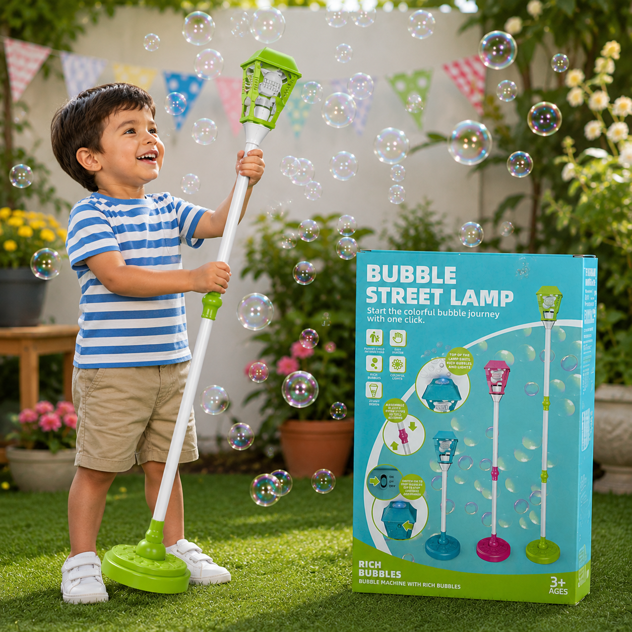 Bubble Torch Fun Garden Lamp Toy with LED Lights