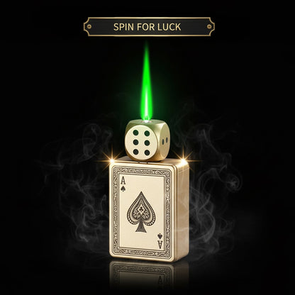 CardDice Spinner Green Flame Lighter – Refillable Poker Card Fidget Lighter