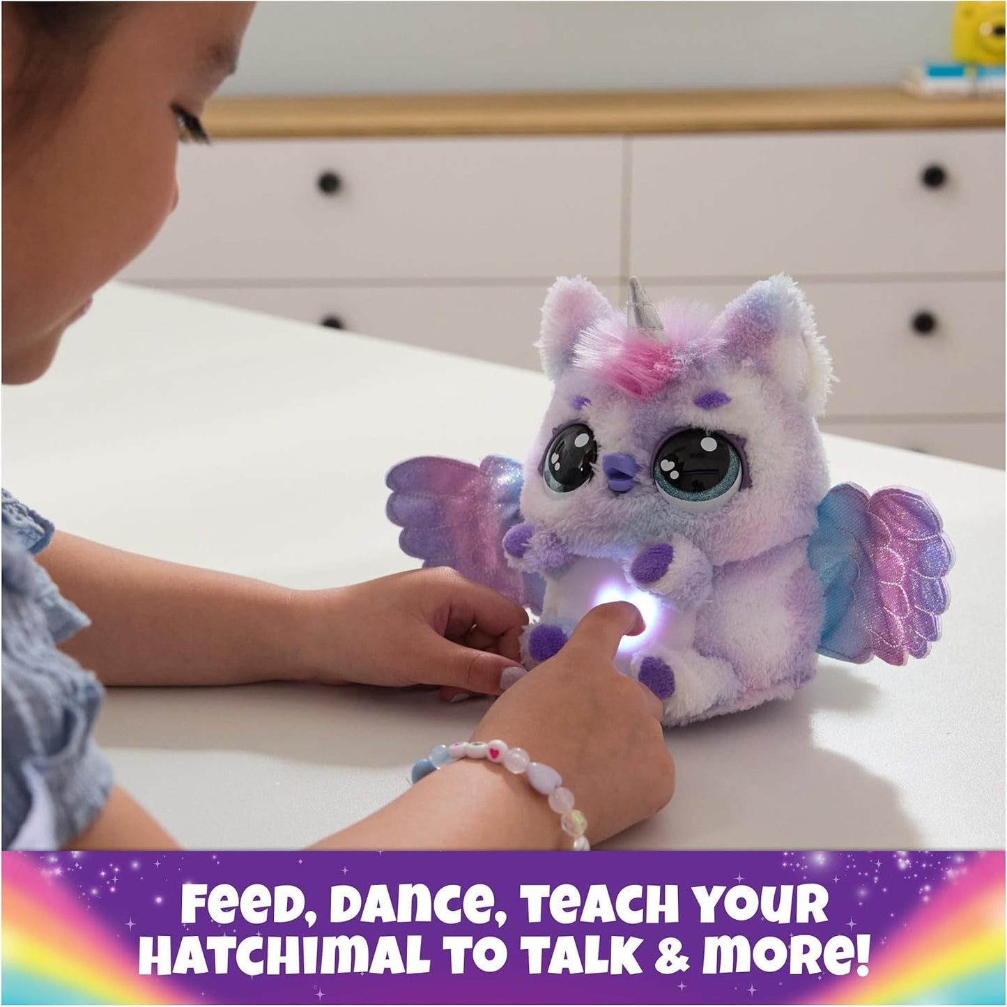 Feed dance and teach Hatchimals Mystery Hatch Pufficorn